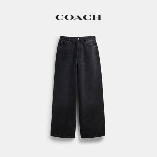 【COACH】蔻馳官方直營 寬版丹寧牛仔褲-黑色水洗(CFK17)