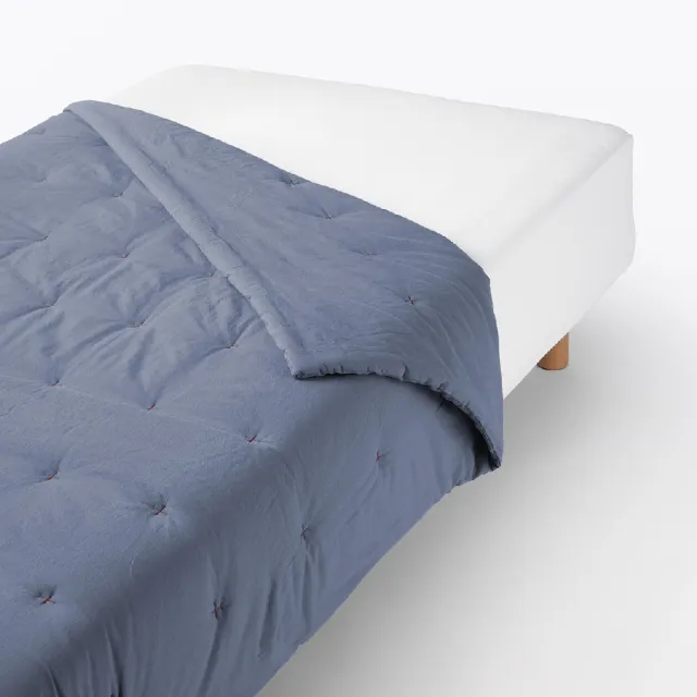 【MUJI 無印良品】絎縫點狀水洗薄被/D (白色/灰色/淺米/藍色) 成品尺寸:W180×L200 cm 壓紋縫製加工