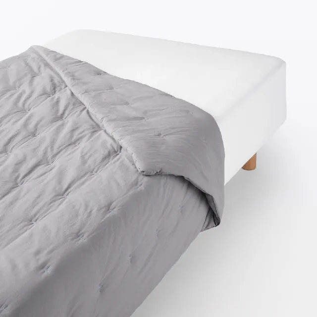 【MUJI 無印良品】絎縫點狀水洗薄被/D (白色/灰色/淺米/藍色) 成品尺寸:W180×L200 cm 壓紋縫製加工