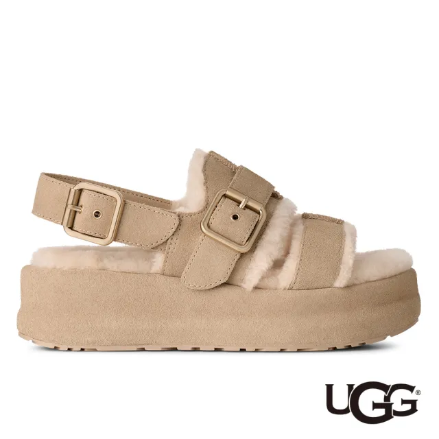 【UGG】涼鞋 女鞋 毛絨飾邊序帶涼鞋 Enwrap Sandal 卡其色 UG1180314MDSD