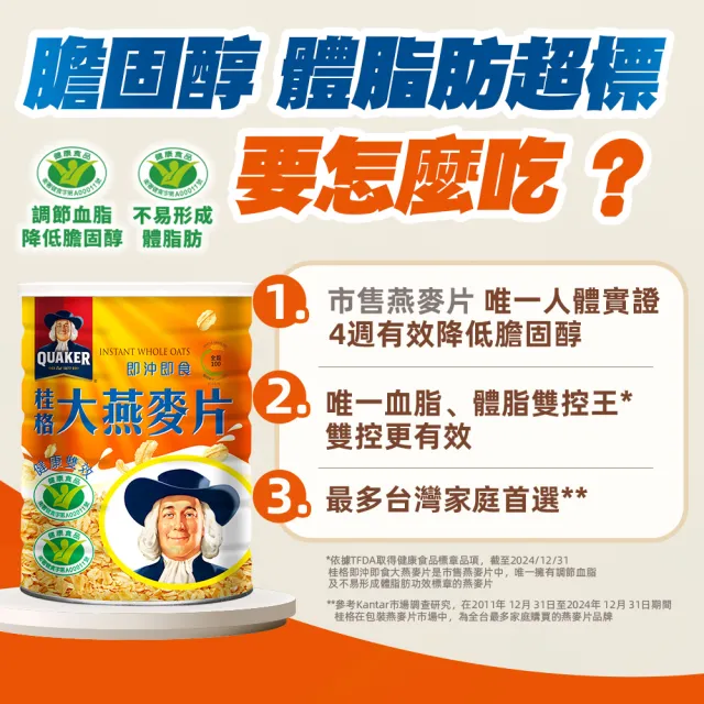 【QUAKER 桂格】即沖即食大燕麥片1100gx6罐