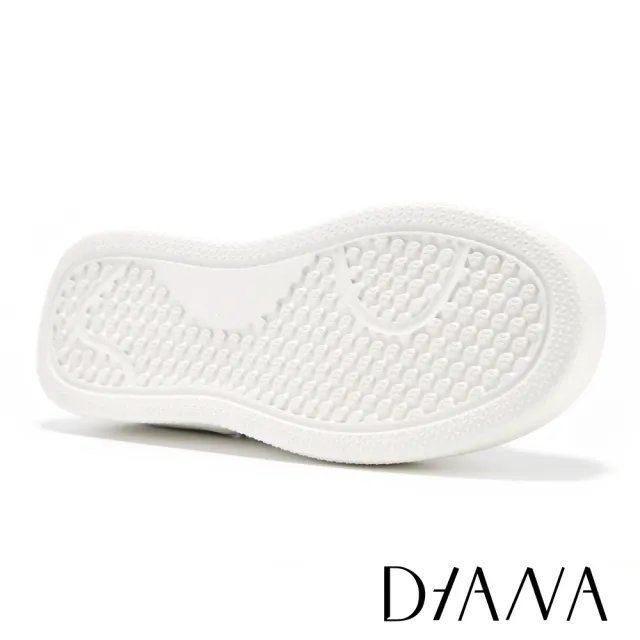【DIANA】小香風編織雙條紋牛皮兩穿厚底小白鞋 米色