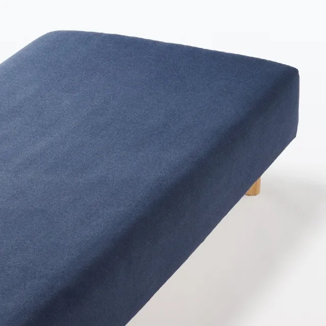 【MUJI 無印良品】棉天竺床包/Q (混灰/混米/混棕/混深藍) 成品尺寸:W155×L185×D35 cm 附鬆緊帶