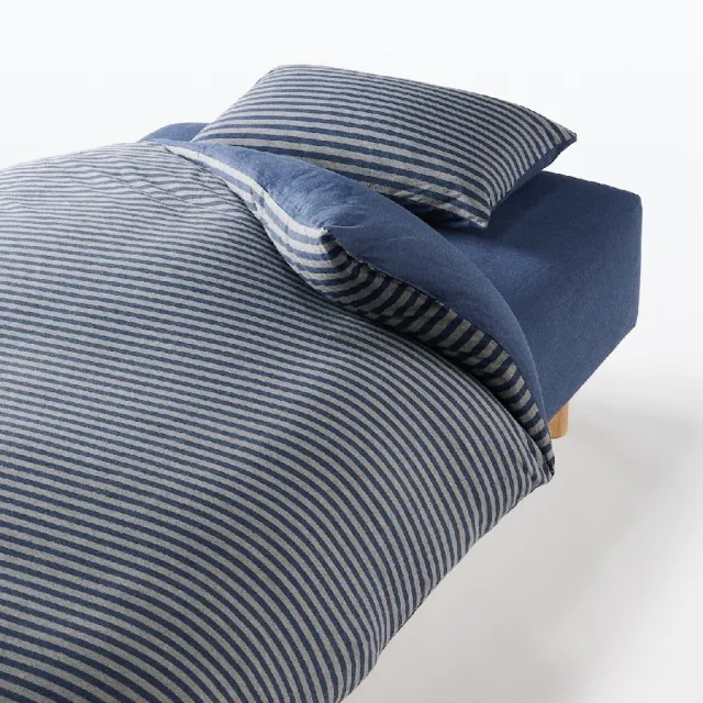 【MUJI 無印良品】棉天竺床包/Q (混灰/混米/混棕/混深藍) 成品尺寸:W155×L185×D35 cm 附鬆緊帶