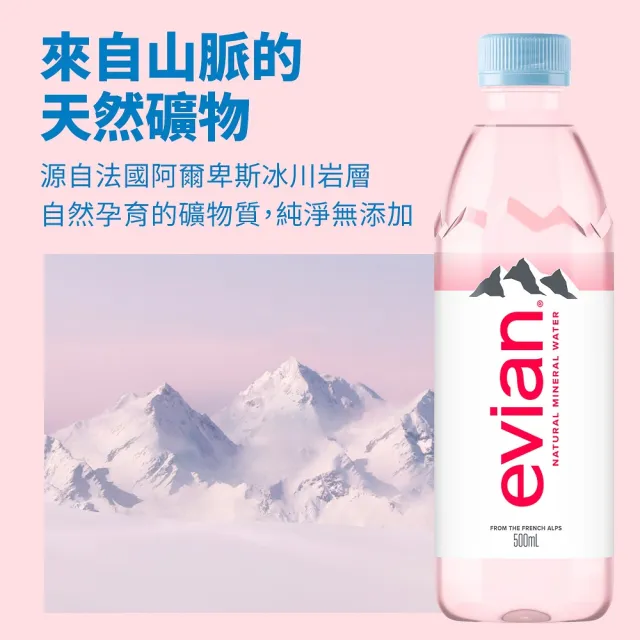 【Evian 依雲】官方直營 天然礦泉水500mlx24入/箱(寶特瓶)