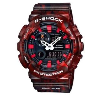 【CASIO 卡西歐】潮汐衝浪 酒紅 大理石紋路 雙顯男錶 防水200米 (GAX-100MB-4A)