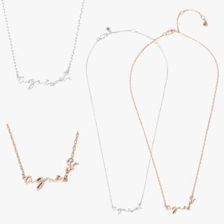 【agnes b.】bijoux 白鋼 女款刷紋磨砂logo項鏈 多款任選