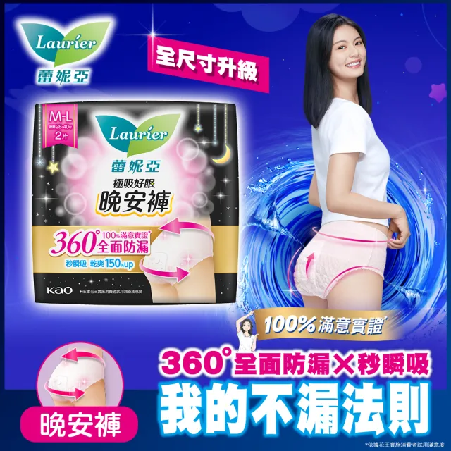 【Laurier 蕾妮亞】極吸好眠晚安褲/貼貼褲 褲型衛生棉小資超值組6包x2片入 任選2組(S-M/M-L/XL)(共24片)