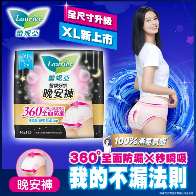 【Laurier 蕾妮亞】極吸好眠晚安褲/貼貼褲 褲型衛生棉小資超值組6包x2片入 任選2組(S-M/M-L/XL)(共24片)
