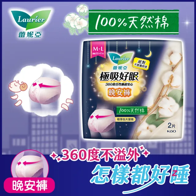 【Laurier 蕾妮亞】極吸好眠晚安褲/貼貼褲 褲型衛生棉小資超值組6包x2片入 任選2組(S-M/M-L/XL)(共24片)