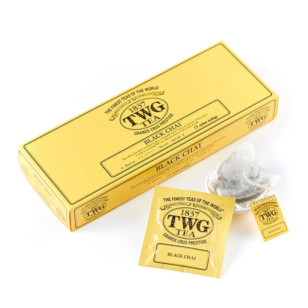 【TWG Tea】手工純棉茶包 黑幻茗茶 15包/盒(Black Chai;紅茶)