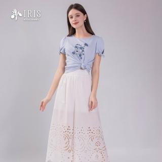 【IRIS 艾莉詩】鏤空刺繡高腰長褲(62333)