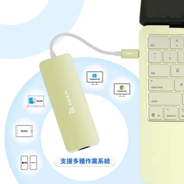 【ADAM 亞果元素】Hub SE10 USB-C 十合一多功能集線器(隨插即用)