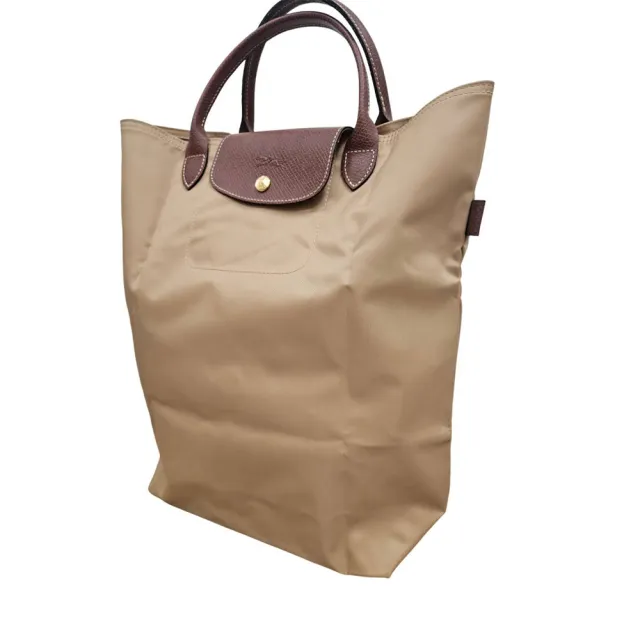 【LONGCHAMP】Le Pliage 經典系列短提把直式/垂直手提式托特包 公事包(M號)
