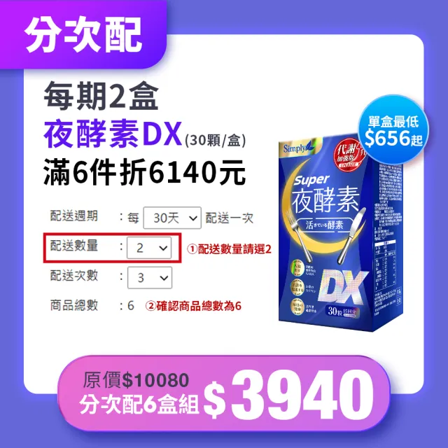 【Simply 新普利】超級夜酵素DX(30顆/盒) 分次配