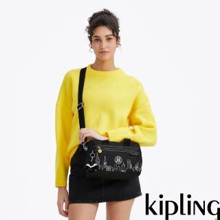 【KIPLING】KIPLING | FRIENDS 曼哈頓黑前袋收納斜背包-BINA M ZIP