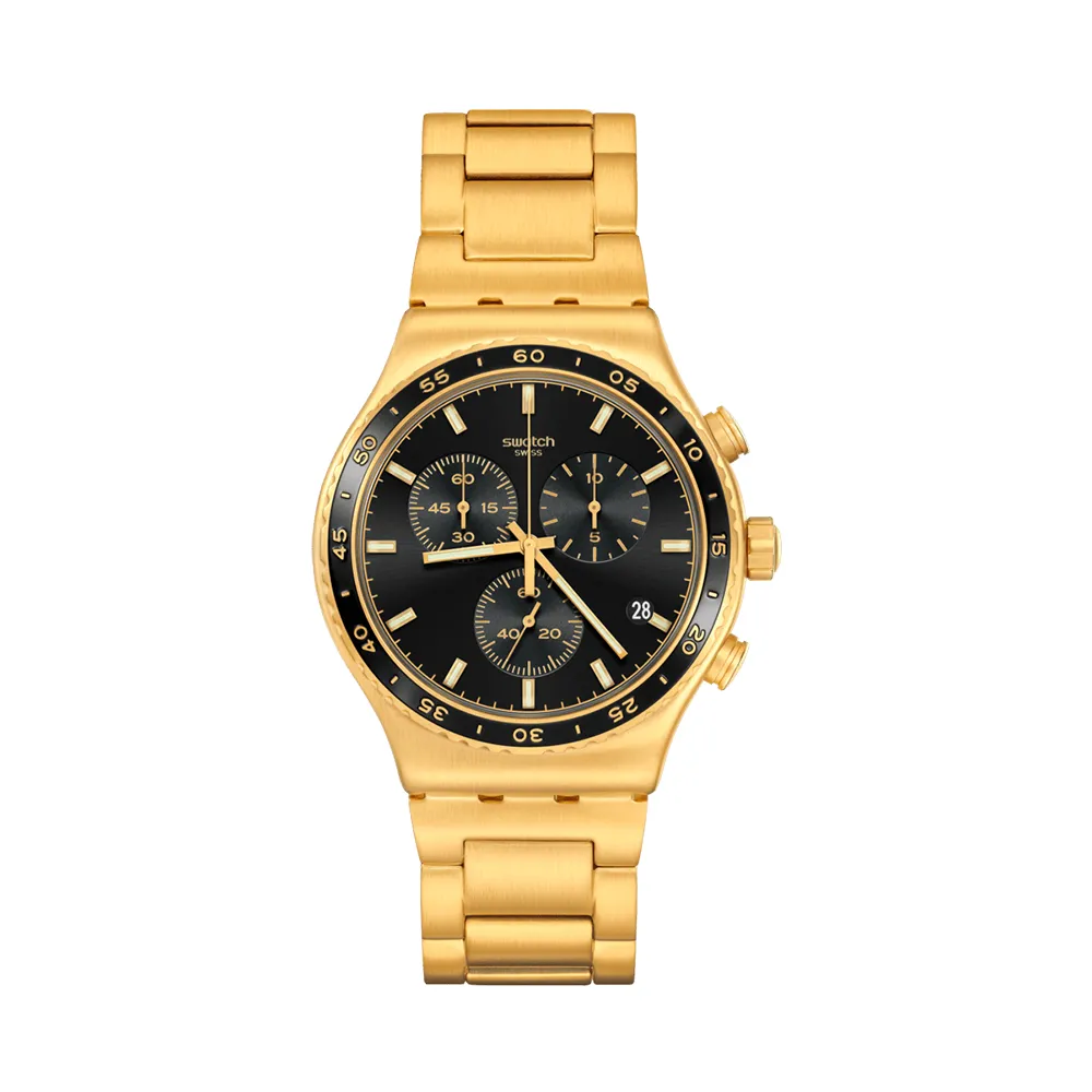 【SWATCH】IN THE BLACK 金屬手錶/男錶/女錶/瑞士製造 YVG418G(43mm)