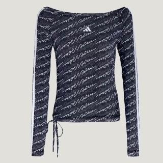 【adidas 愛迪達】Dce Mesh Ls Tee 女 長袖上衣 休閒長袖 船領 黑(KS5308)