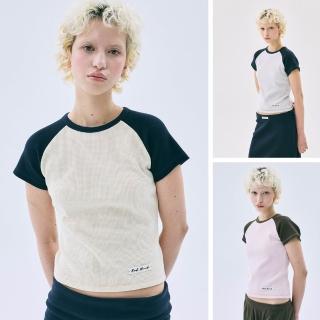 【MARDI MERCREDI】華夫格 短TEE 多色 修身 短袖 WAFFLE CROPPED TSHIRT RAGLAN