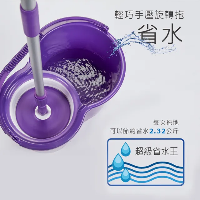 【好神拖】手壓旋轉拖把組(1拖+1桶+2布)贈刮刮卡