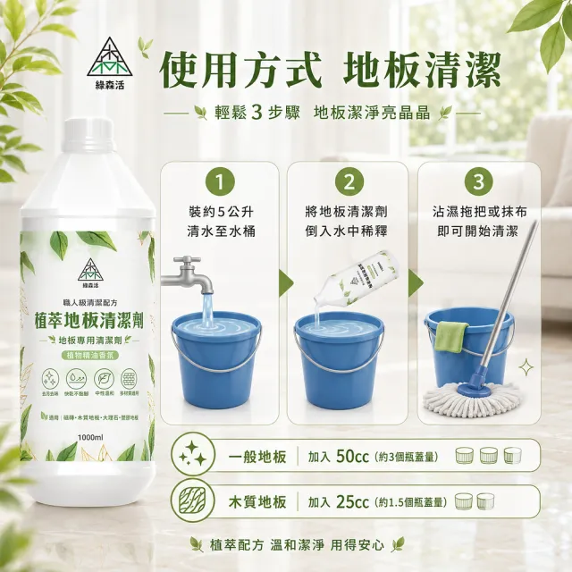 【綠森活】植萃職人-地板專用清潔劑6入(新配方/MIT台灣製造/天然植物精油/不粘膩)