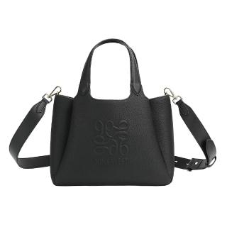 【NINE WEST】經典美型！真皮壓紋手提托特包 斜背包-黑色(147122)