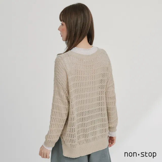 【non-stop】貓咪刺繡鏤空針織罩衫-2色