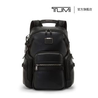 【TUMI】Alpha Bravo Navigation 皮革質感後背包 - 黑色(TUMI 官方旗艦店)