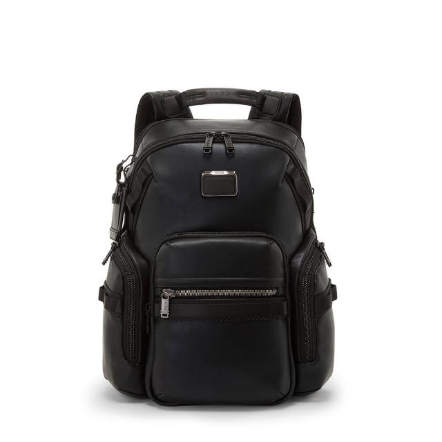 【TUMI】Alpha Bravo Navigation 皮革質感後背包 - 黑色(TUMI 官方旗艦店)