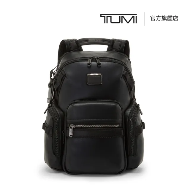 【TUMI】Alpha Bravo Navigation 皮革質感後背包 - 黑色(TUMI 官方旗艦店)