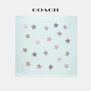 【COACH】蔻馳官方直營 褪色風格星星印花絲巾-湖水色(CFG54)