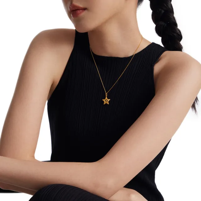 【周大福】爆閃星間月 黃金吊墜_計價黃金(9月超級新品/不含鍊/網路限定款)