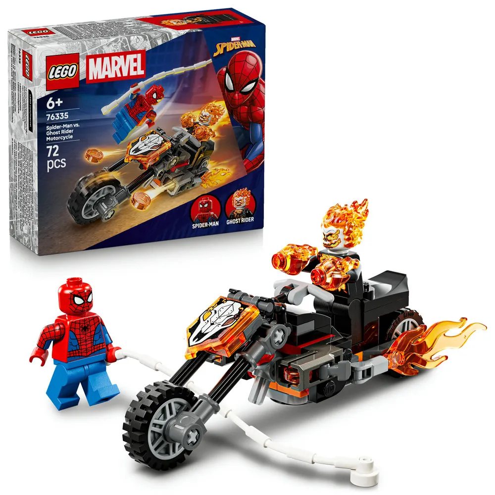 【LEGO 樂高】漫威超級英雄系列 76335 蜘蛛人大戰惡靈戰警摩托車(摩托車玩具 Marvel 積木 兒童玩具)