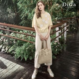 【Diffa】後腰鬆緊車褶彎刀褲-女