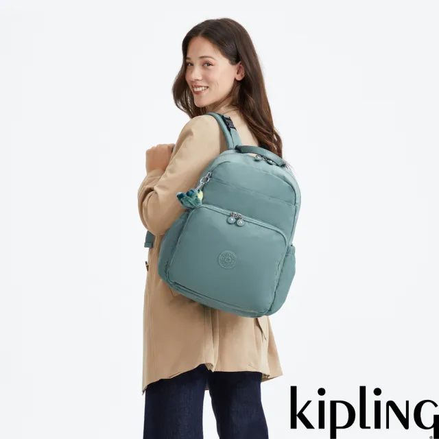 【KIPLING】淺霧綠大容量母嬰後背包-MAISIE 女包