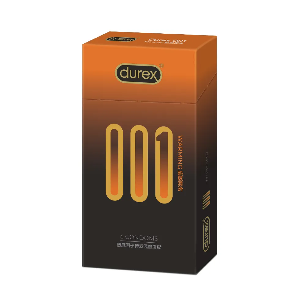 【Durex 杜蕾斯】001水性PU衛生套熱感潤滑裝1盒(6入 保險套/衛生套/避孕套/安全套/避孕/保險套推薦)