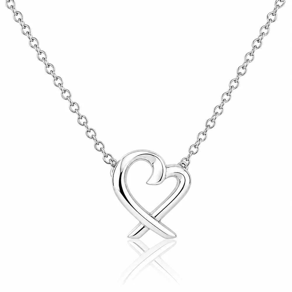 【Tiffany&Co. 蒂芙尼】今日限時急降價-925純銀Loving Heart墜飾女用頸鍊項鍊(台灣現貨)