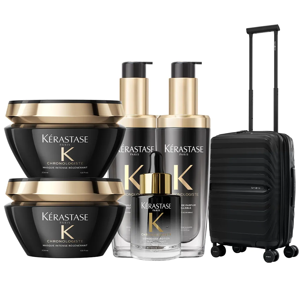 【KERASTASE 巴黎卡詩】黑鑽極萃逆時寵奢組(頭皮精華+髮油+髮膜/新上市/護髮油)