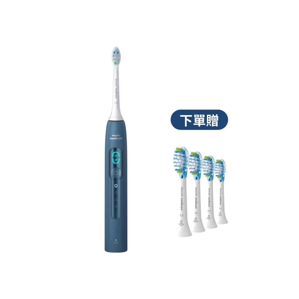 【Philips 飛利浦】momo獨家 HX5682/01 語音導航音波電動牙刷-暮光藍(官方直營/momo集資)
