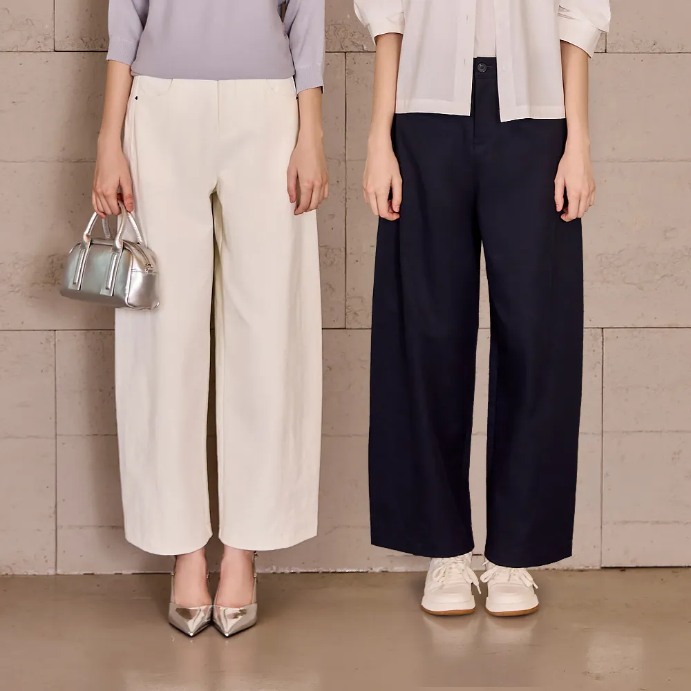 【en-suey 銀穗】網路限定 簡約休閒對稱切接寬管長褲-女