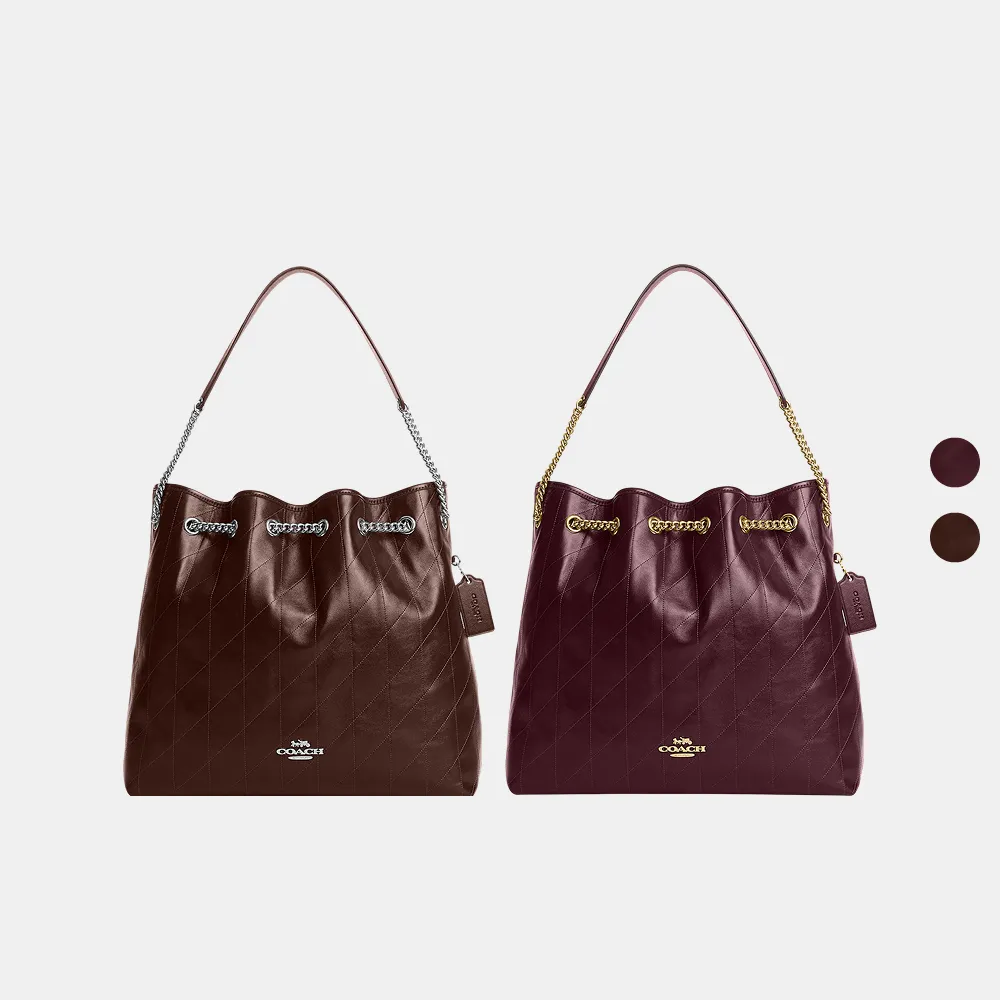 【COACH】蔻馳官方直營 EVELYN 絎縫細節大號單肩手袋 單肩包 肩背包-多色任選(CCZ81)