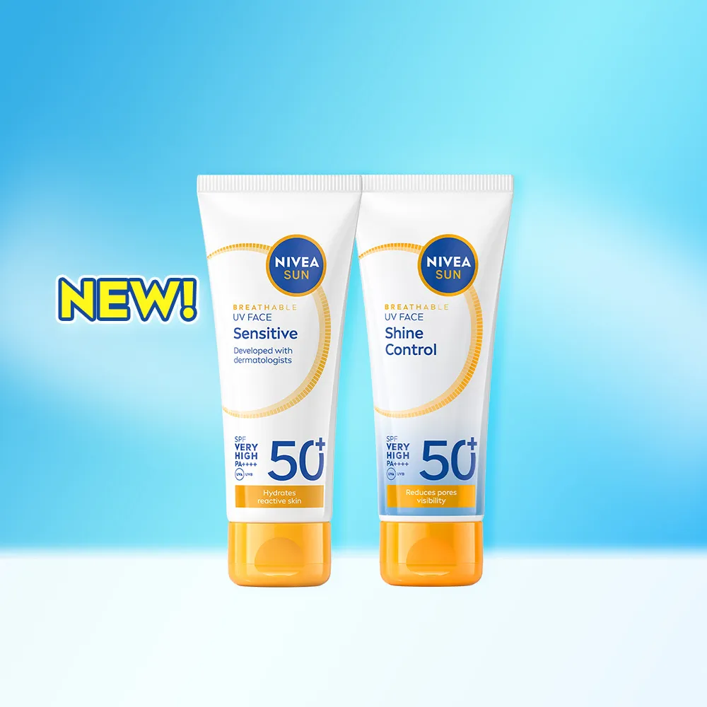 【NIVEA 妮維雅】新品上市★全護專業抗UV防曬乳SPF50+敏感舒緩/油光掰掰 40mlX2入(海洋友善)