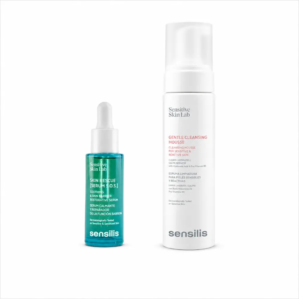 【sensilis 森思黎絲】SOS急效舒緩修護精華30ml+B5極淨舒緩潔顏慕斯200ml(醫美雷射.敏感泛紅修護)