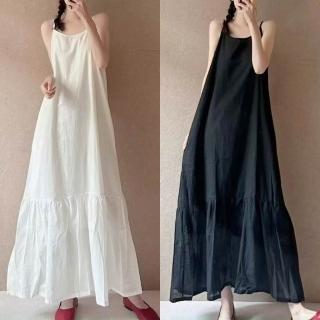 【巴黎精品】現貨+預購 女連身裙亞麻棉麻洋裝大尺碼寬鬆長裙A字裙休閒女裝-無袖襯衫女裙子4款b1a111D