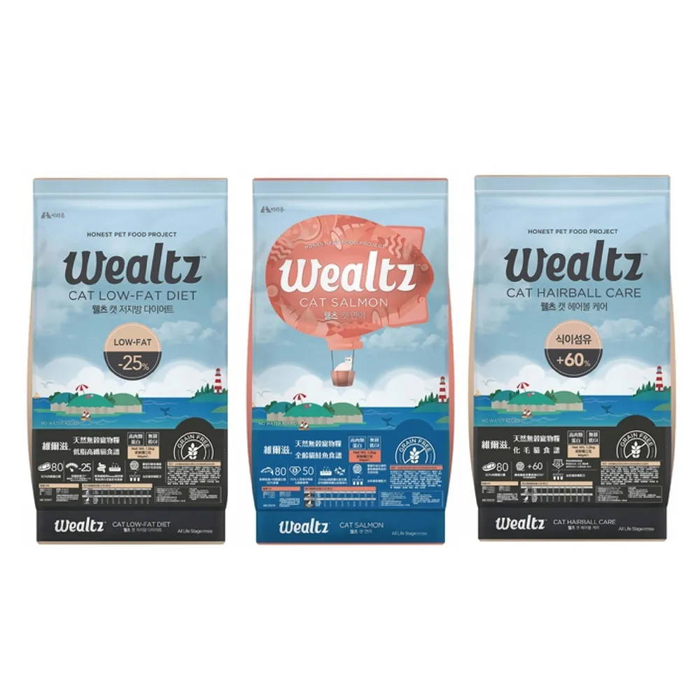 【Wealtz 維爾滋】天然無穀寵物貓糧 6kg/包（300g*20EA）（化毛貓｜全齡貓鮭魚｜低脂高纖）(貓飼料)
