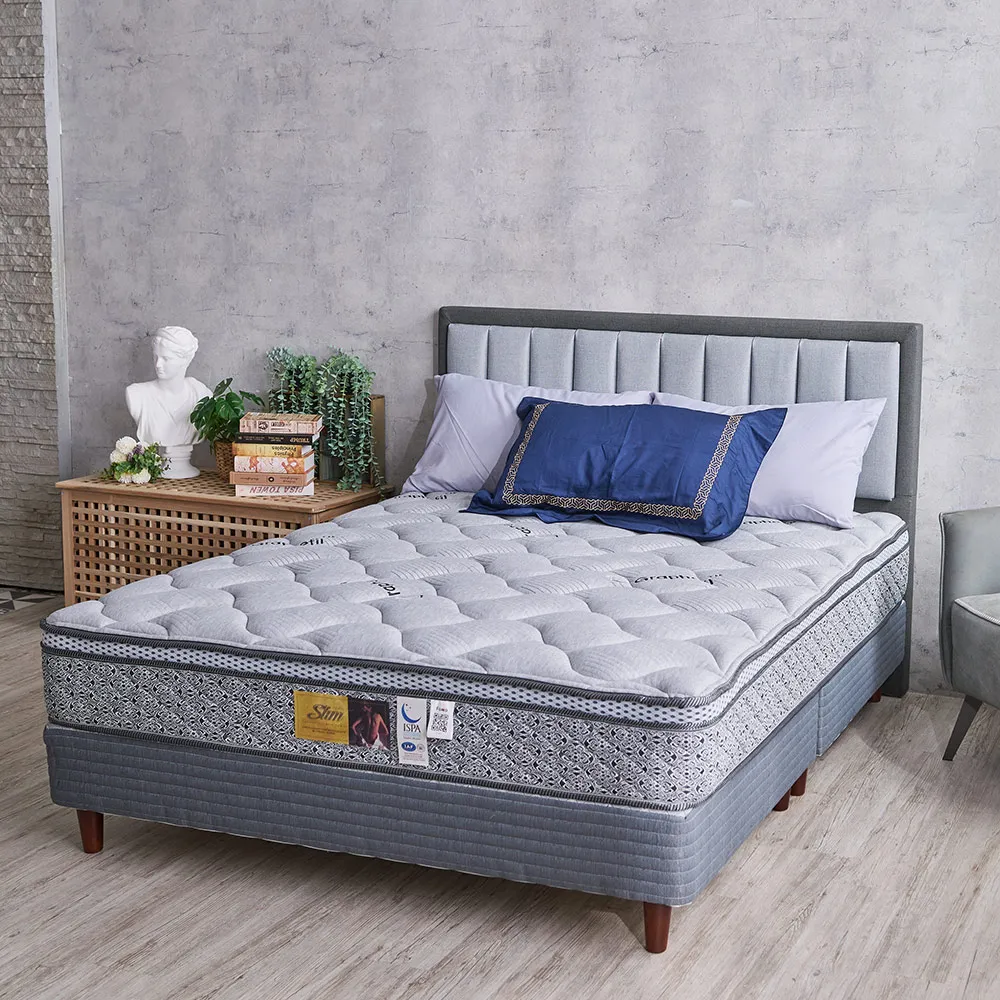 【SLIM】雙人石墨烯天絲乳膠記憶膠透氣獨立筒床墊5x6.2尺x21cm-健康型