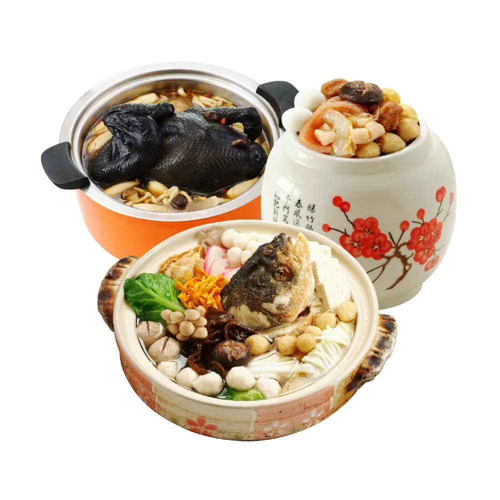 【正一排骨】冠軍年菜搶三寶(佛跳牆2500g+砂鍋魚頭2500g+黑蒜蕈菇烏骨雞2500g)
