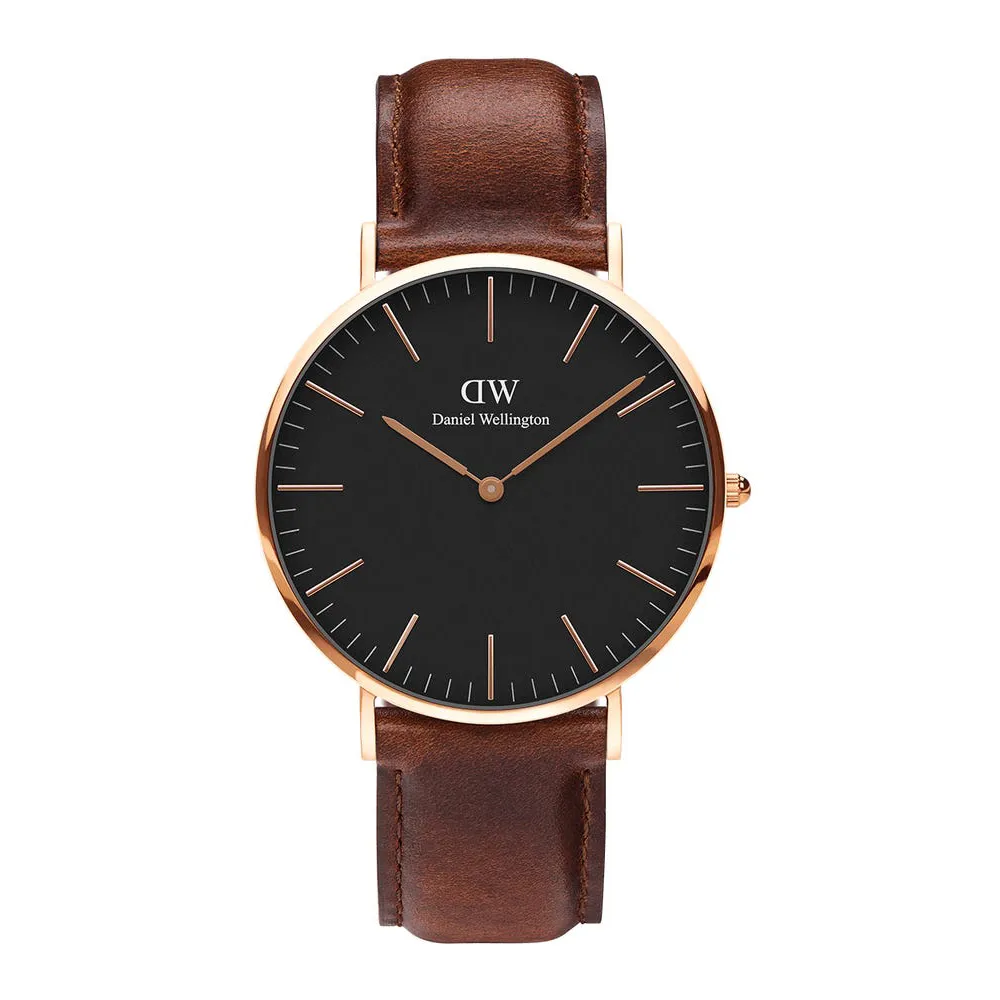【Daniel Wellington】DW 手錶  Classic St Mawes 40mm棕色真皮皮革錶(DW00100124)
