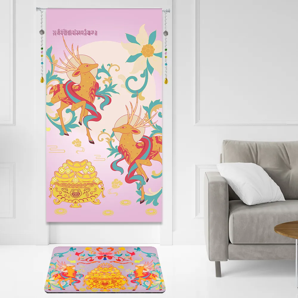 【命運好好玩】李玉珮-紫氣東來財鹿風水布簾+硅藻地墊組(入厝禮)
