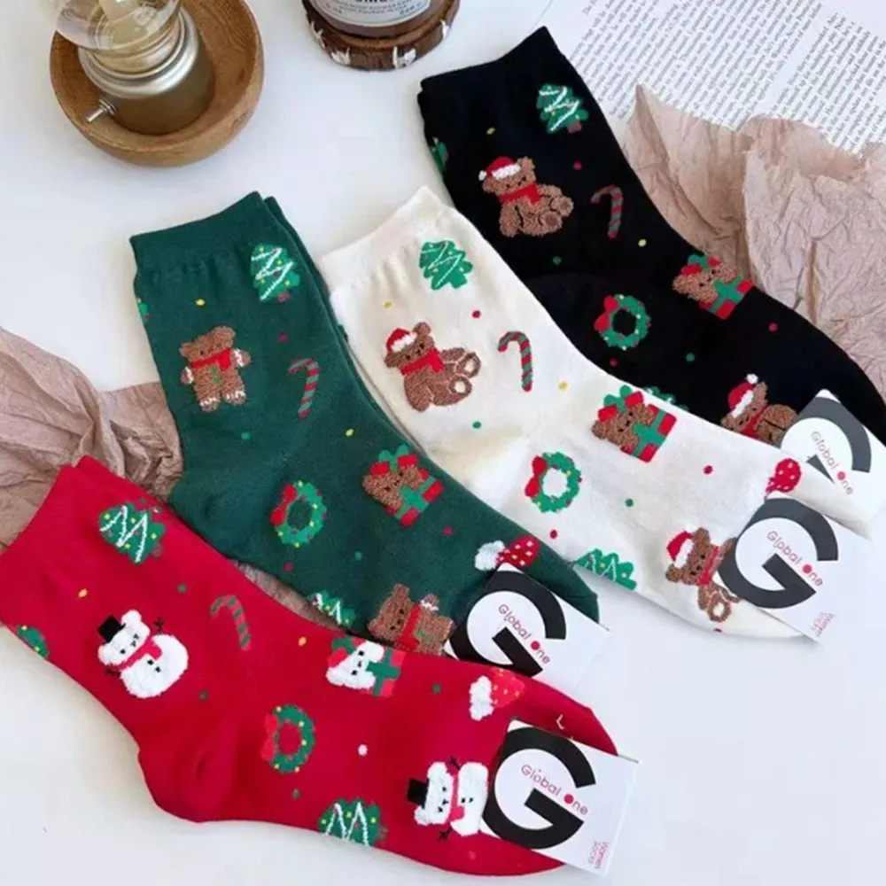 【Porabella】韓國襪 聖誕襪 聖誕老公公中筒襪 雪人襪 男女襪 韓國中筒襪 sock